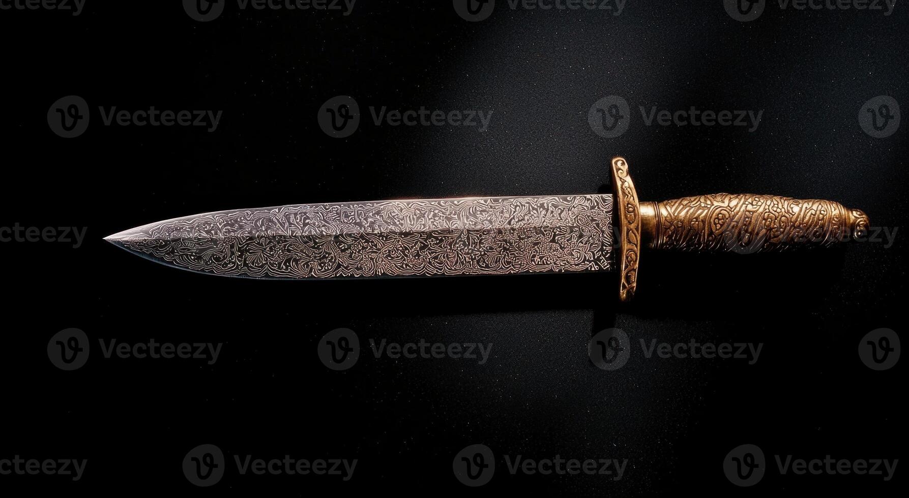 Ornate Dagger on Black Background photo