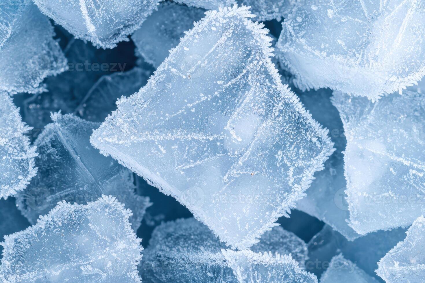 Intricate ice crystal formations on a frozen surface photo