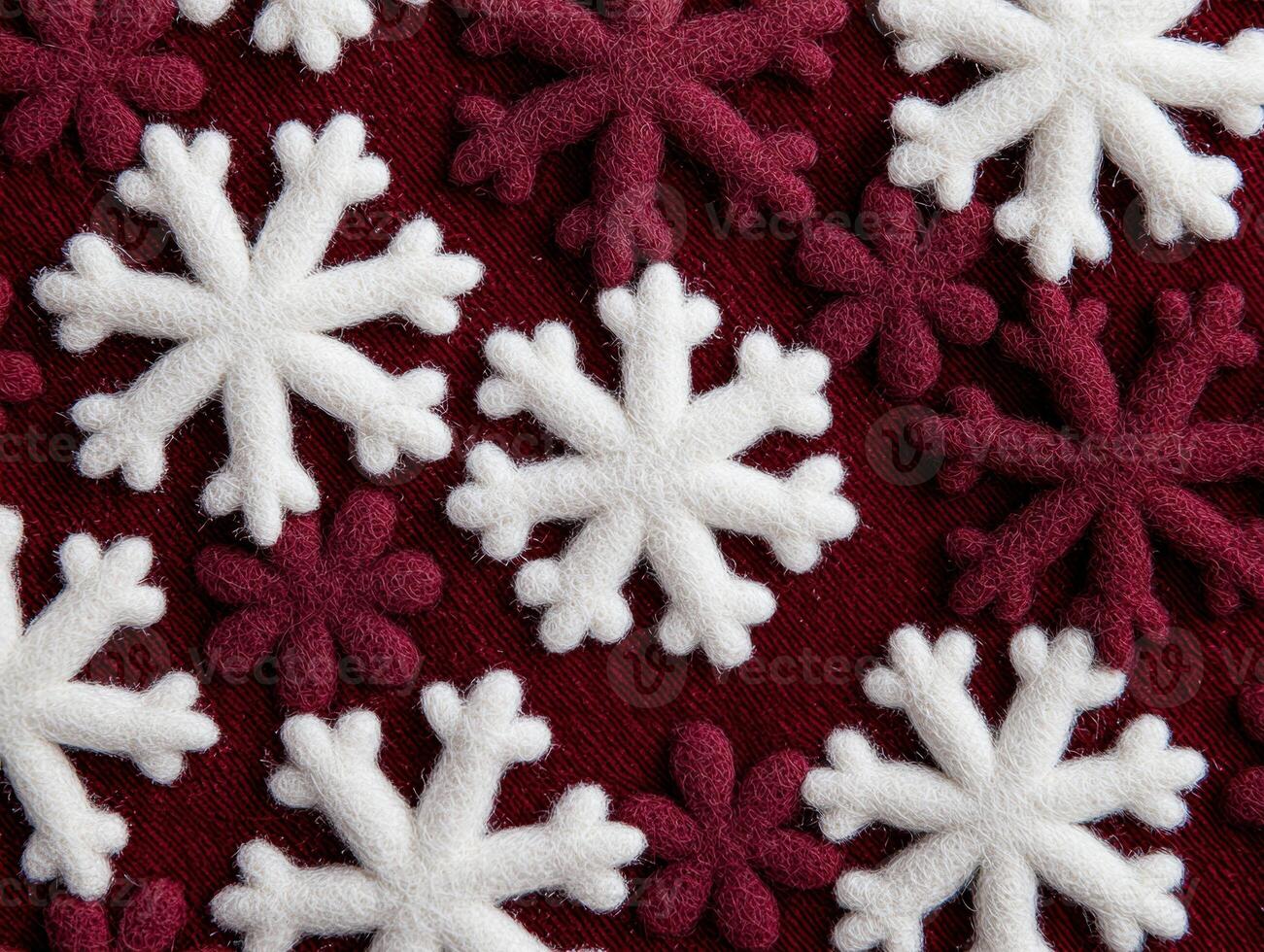 Festive snowflake pattern on red fabric photo