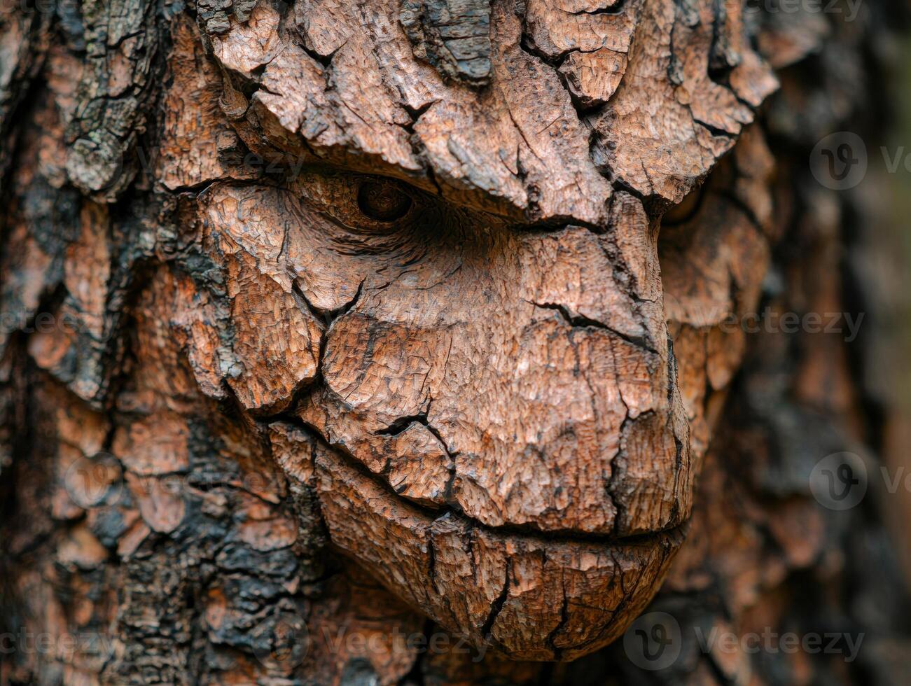 Closeup of textured tree bark with eye like feature photo