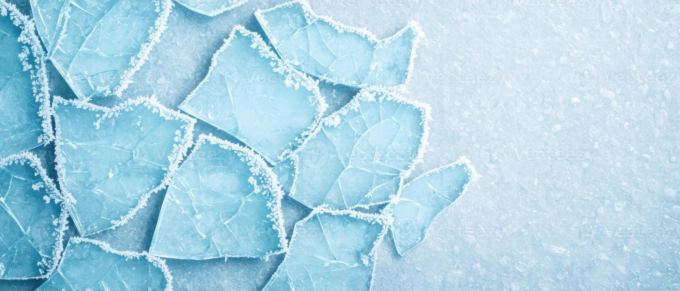 Frozen ice texture with frost patterns photo