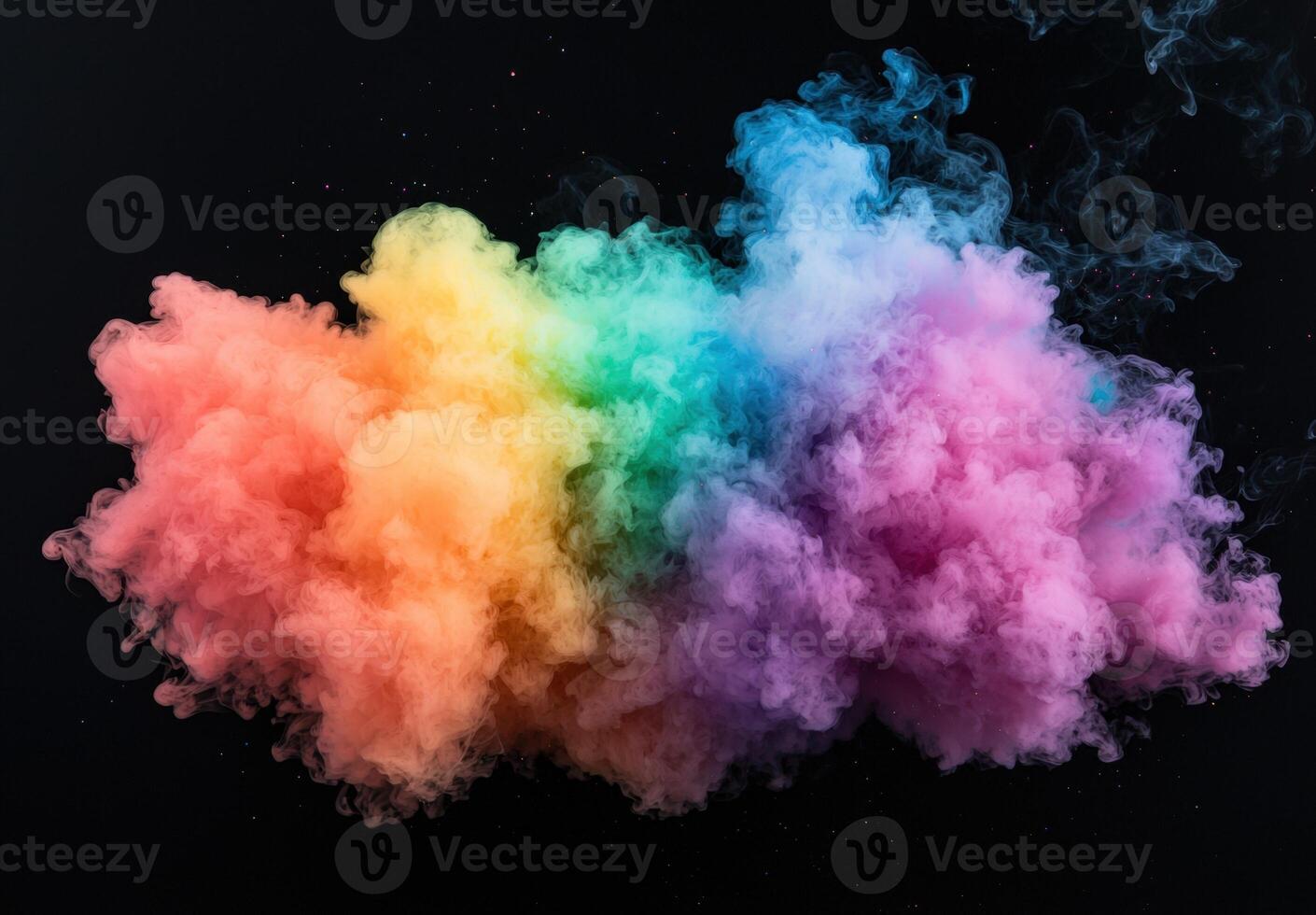 Colorful smoke explosion on black background photo