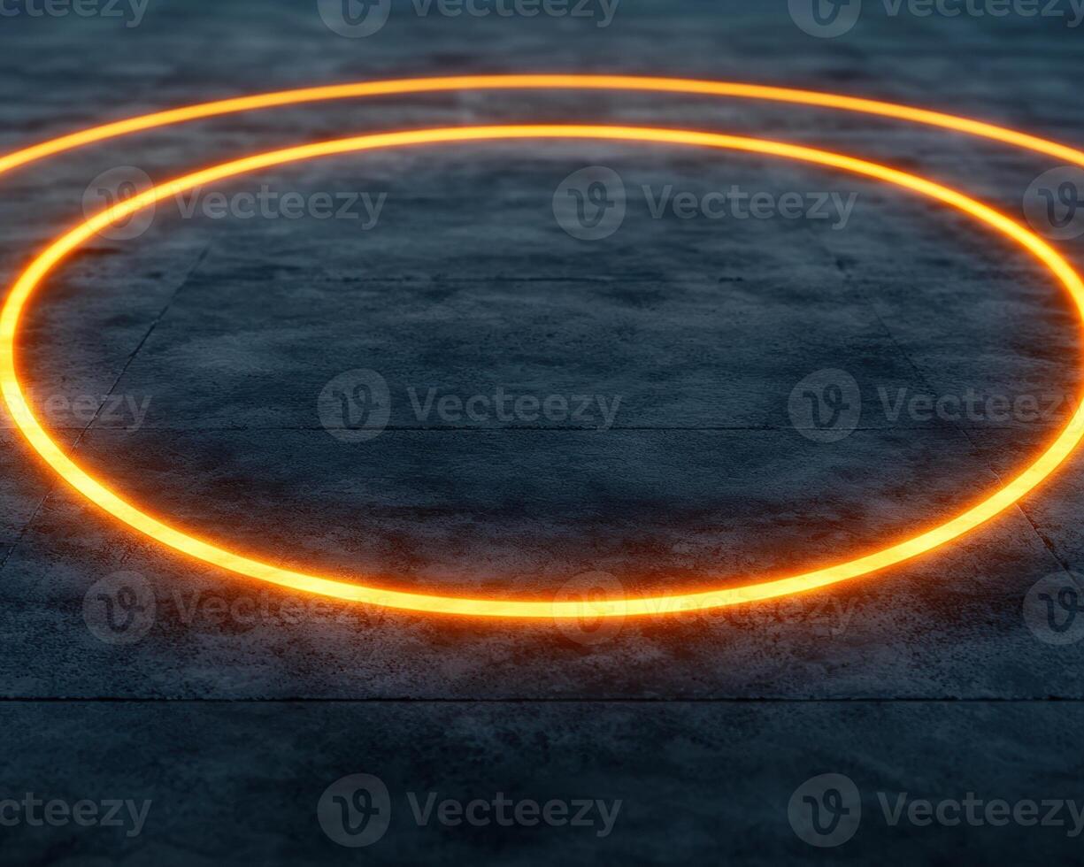 Glowing rings on a dark surface photo