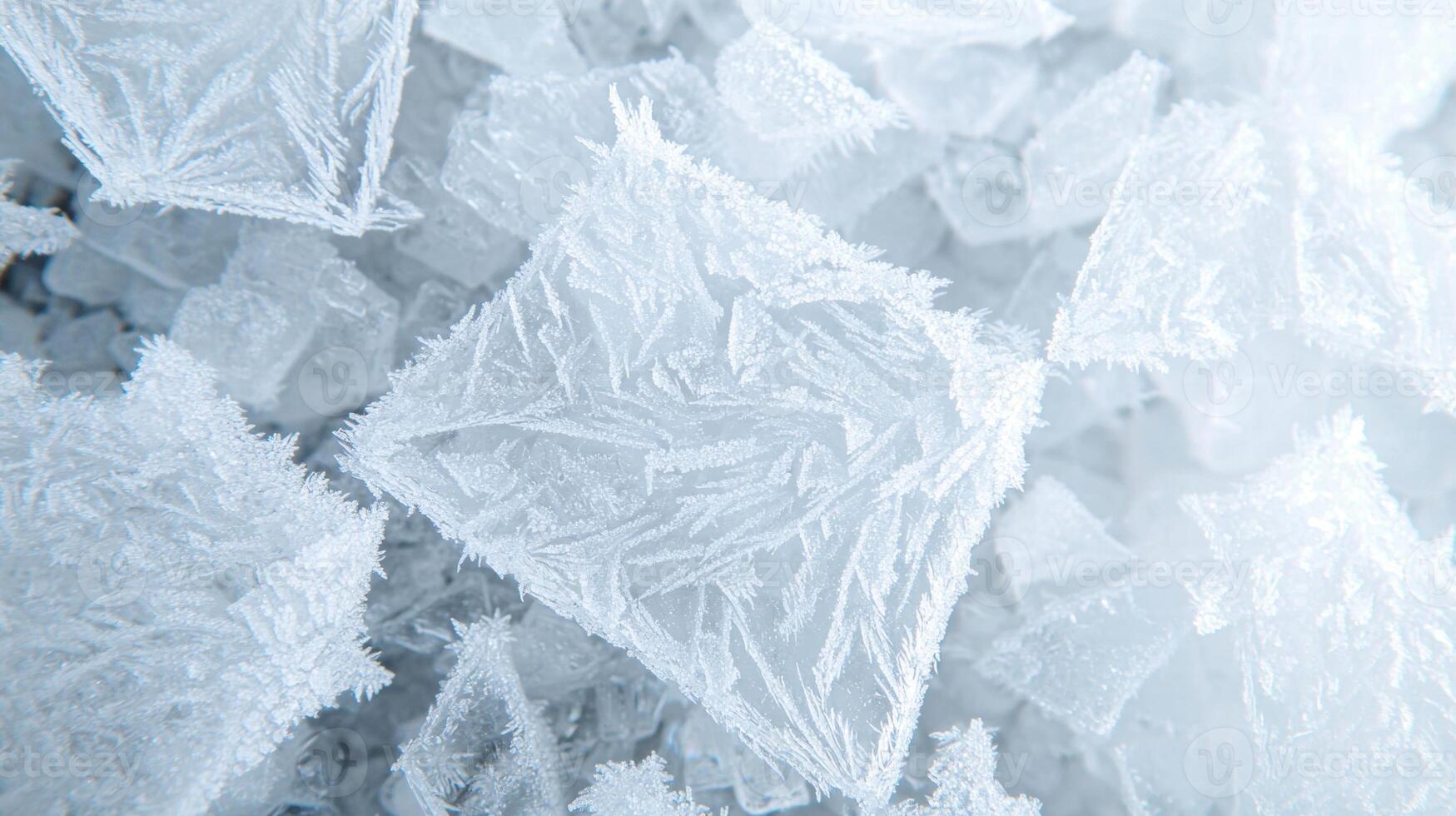 Intricate patterns of frost on a cold winter surface photo
