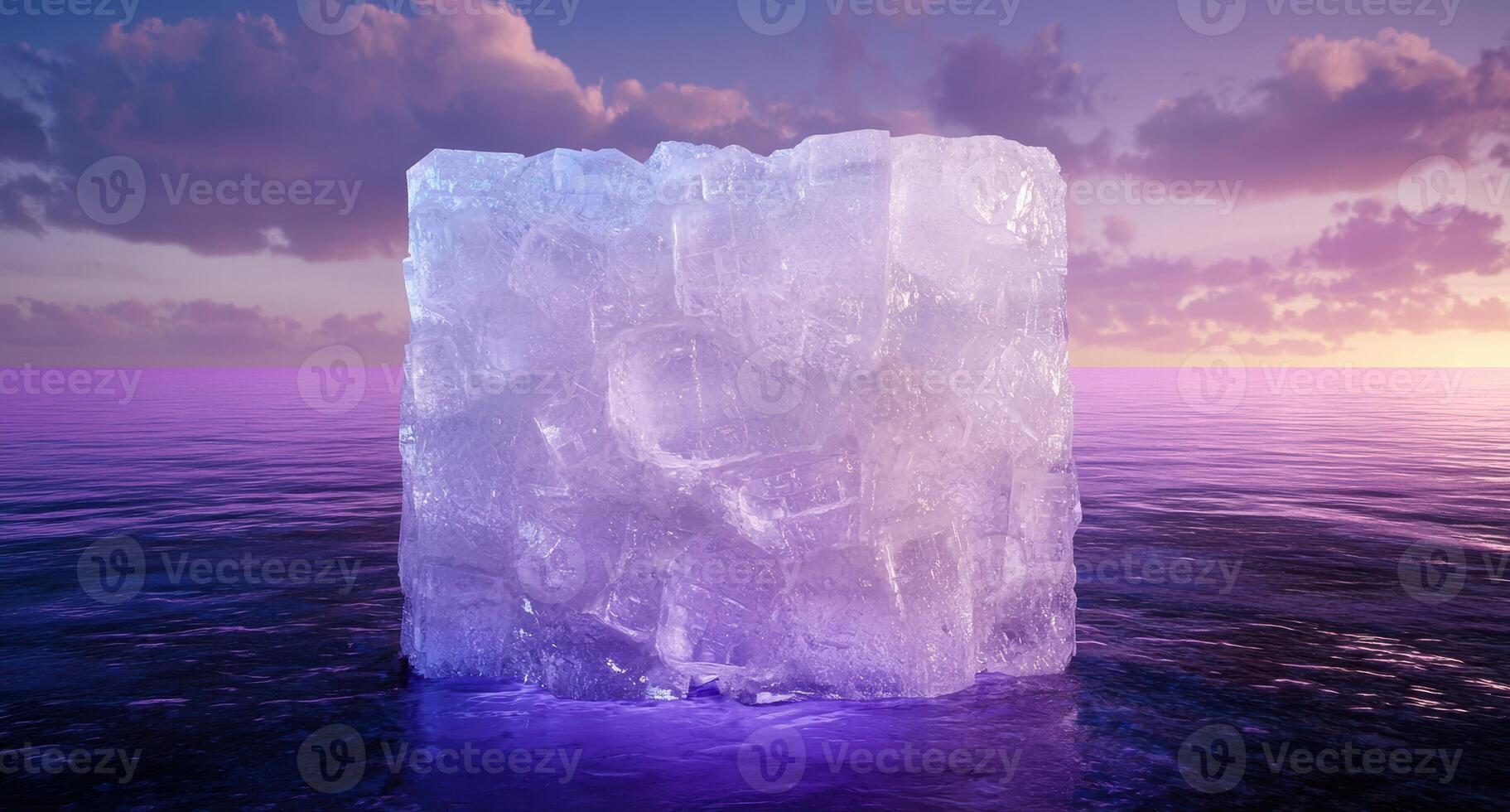 Majestic ice block floating on serene ocean photo