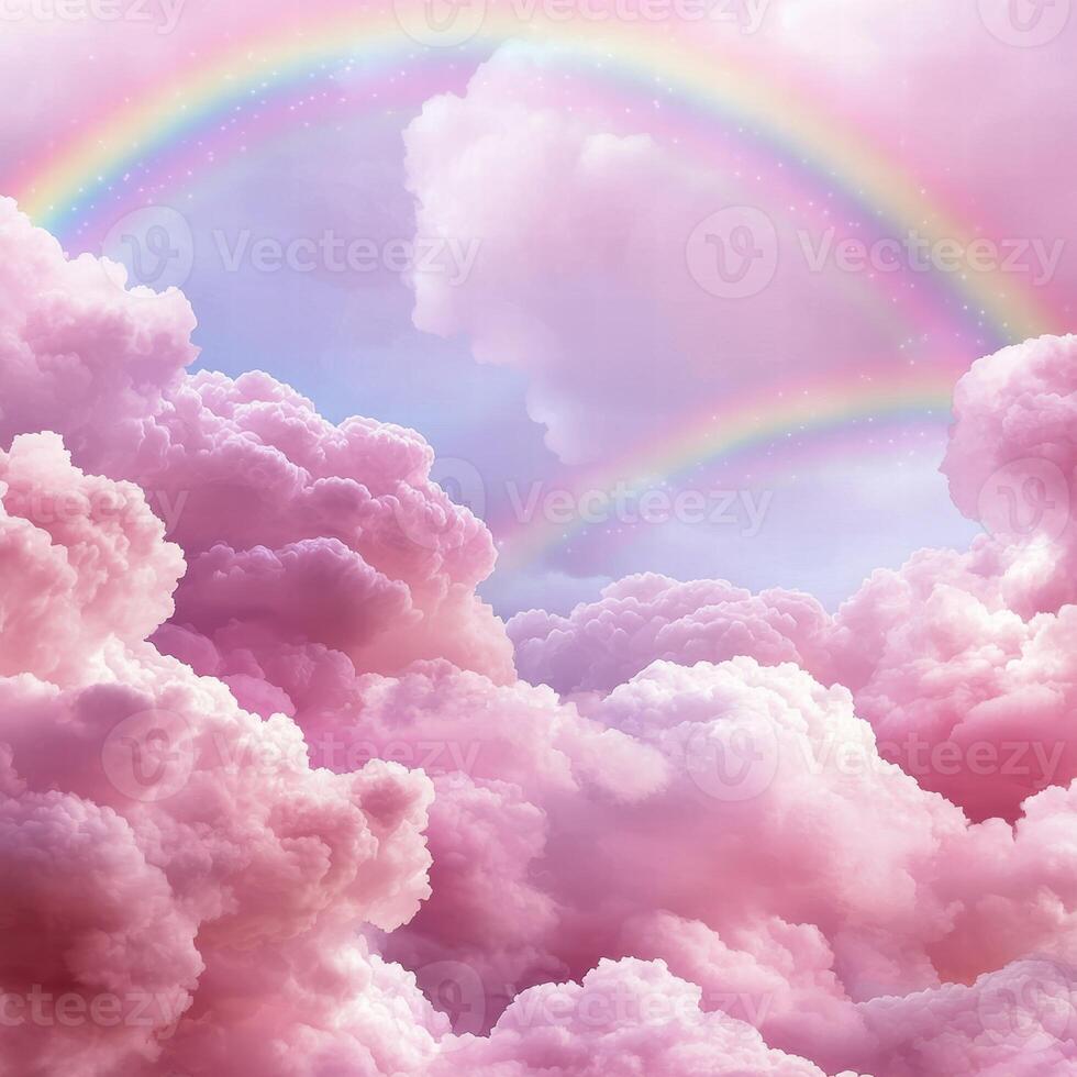 Dreamy rainbow clouds in the sky photo