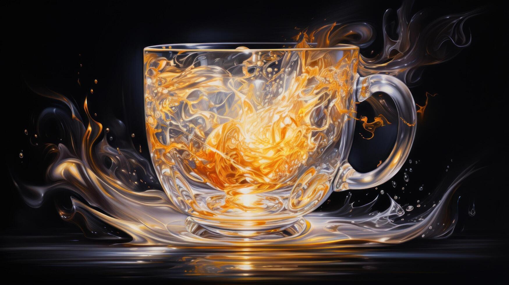 Fiery Whiskey Swirl in Glass photo