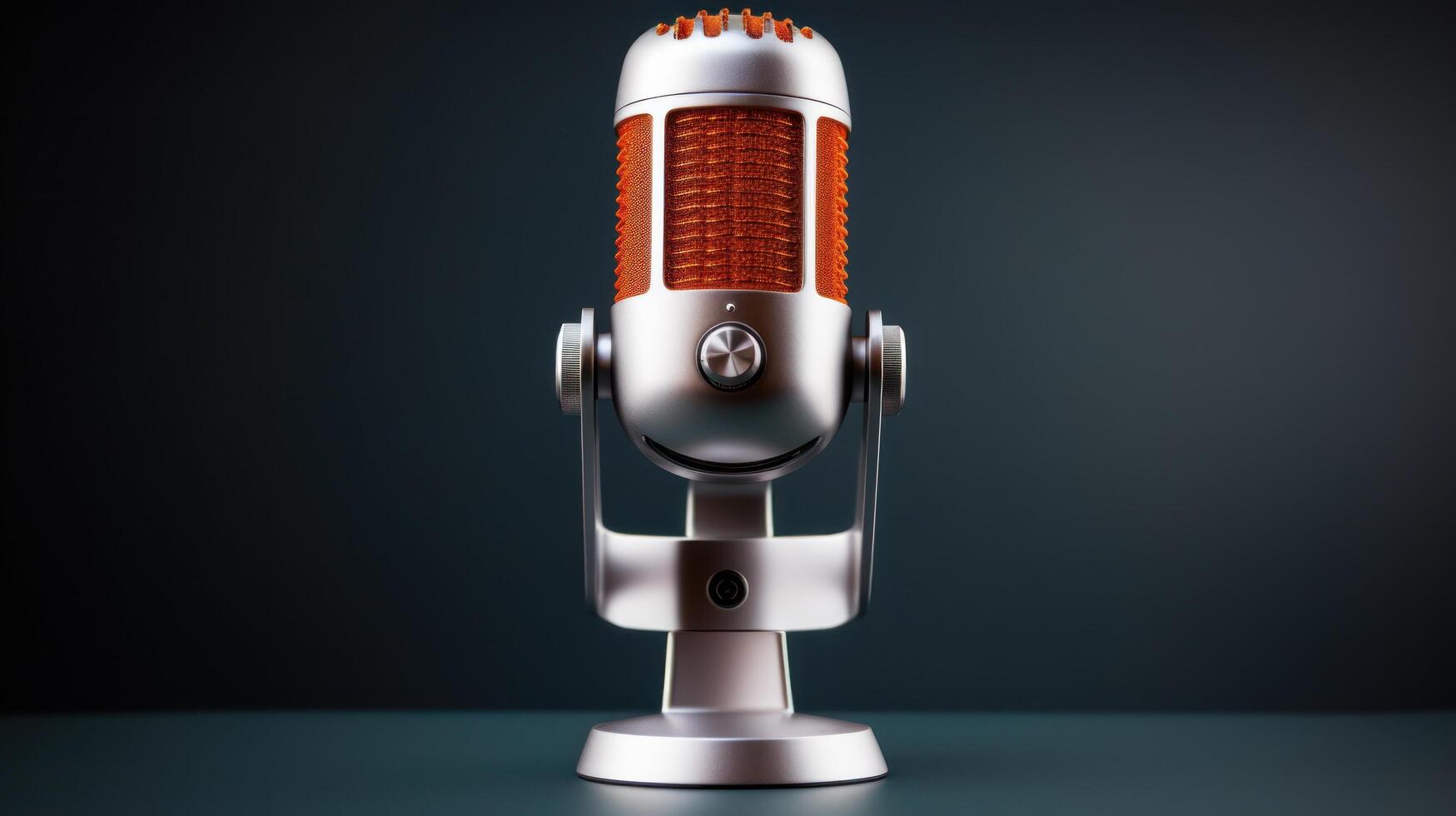 Retro style microphone on dark background photo