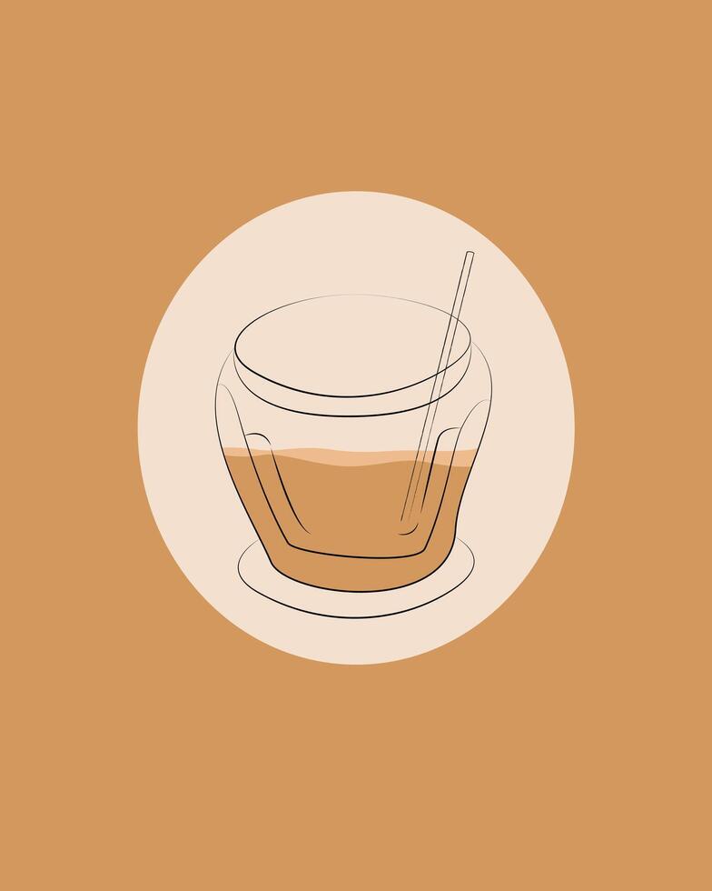 illustration of a glass filled with brown liquid. vector