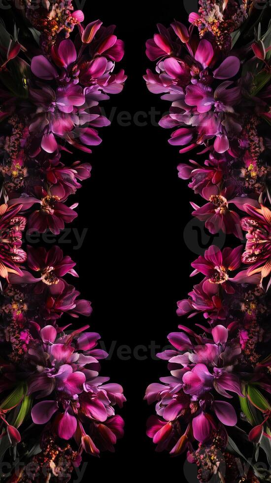 Flower heads arranged in symmetrical pattern layout, wallpaper art photo