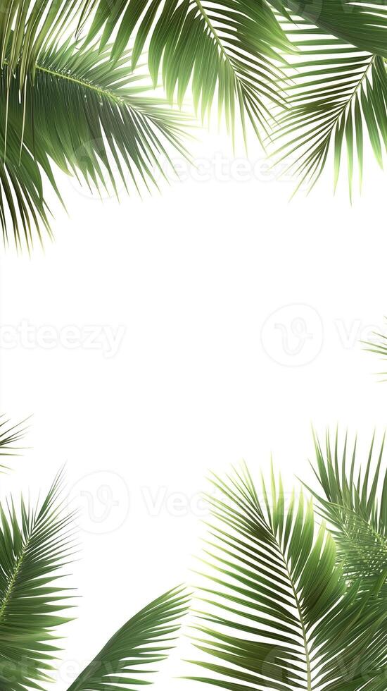 Palm fronds extending from a central point of growth, photorealistic wallpaper photo