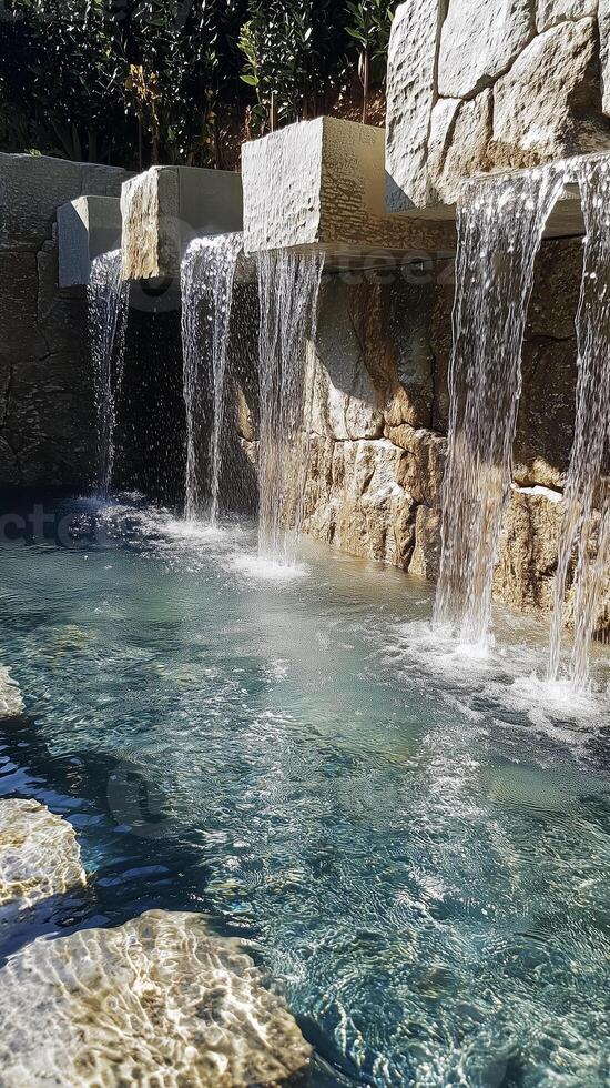 Cascading water over a rock shelf into a pool , wallpaper photo