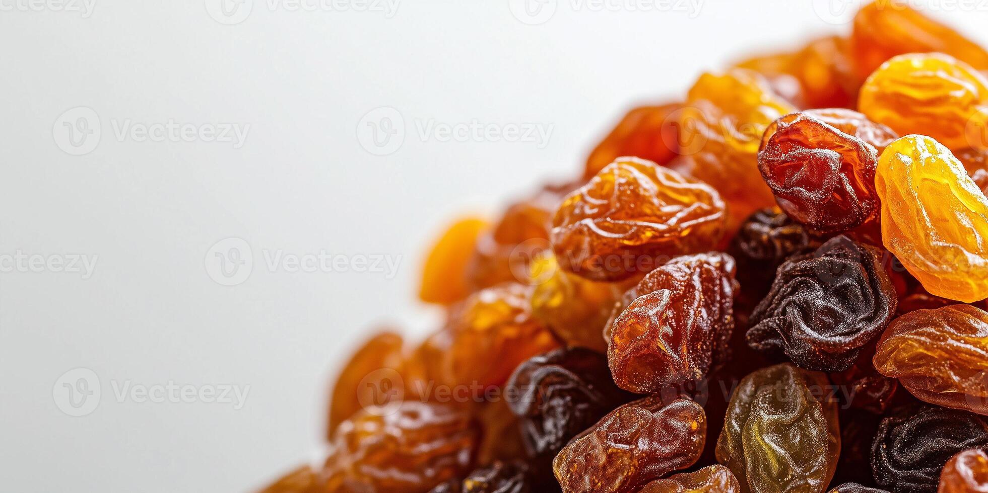 Close-up of several raisins in a random arrangement, gastronomy photography photo