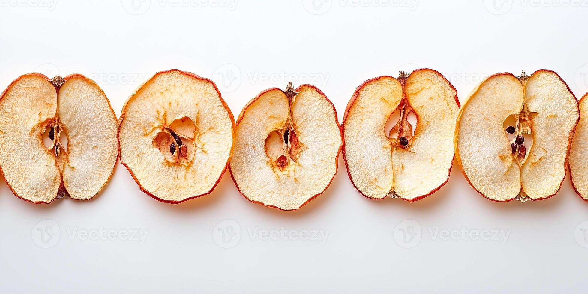 Several dried apple slices in a neat, circular formation, culinary photography photo
