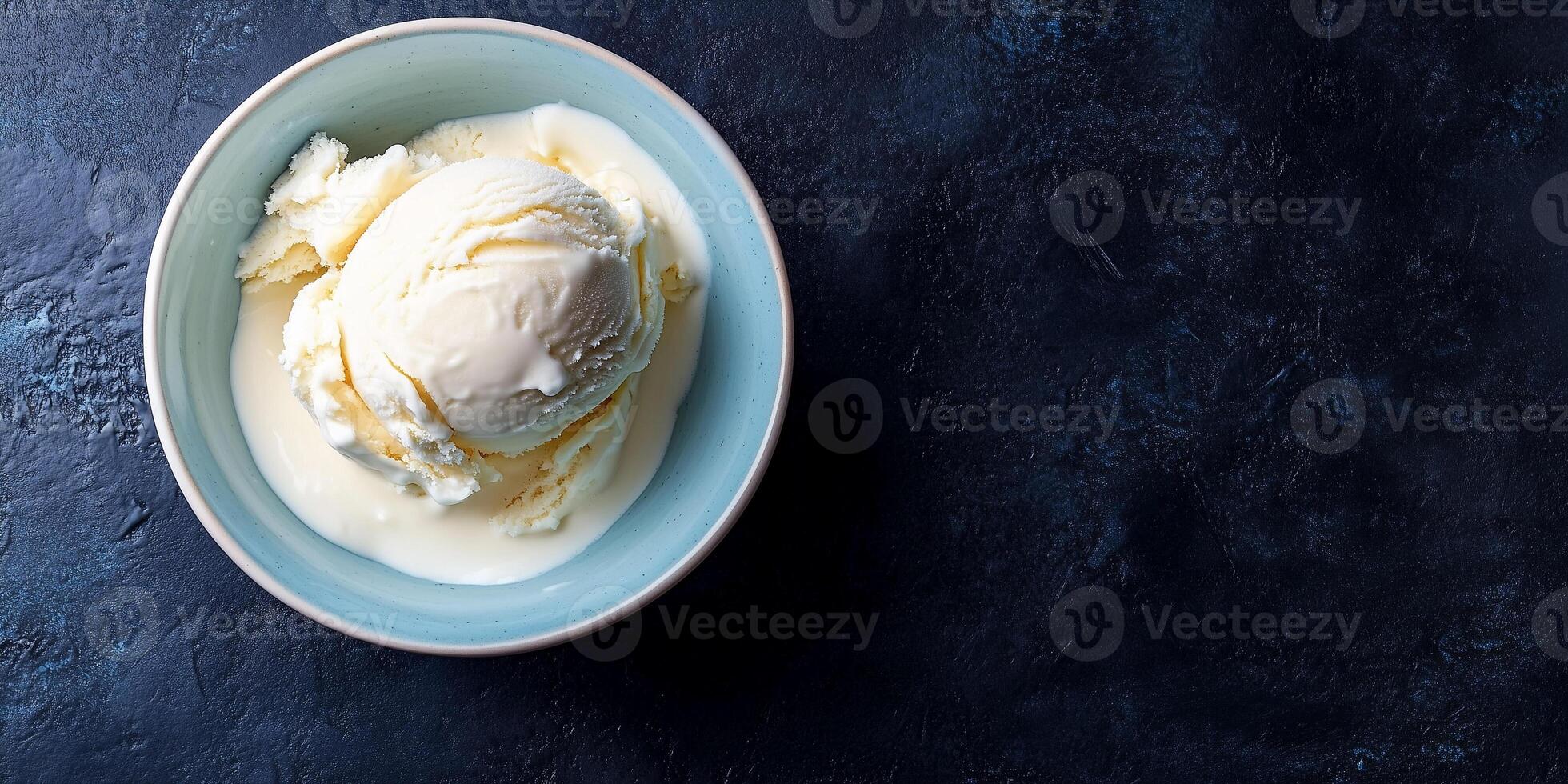 Scoop of ice cream in a bowl, creamy texture and smooth surface, photorealistic food photo