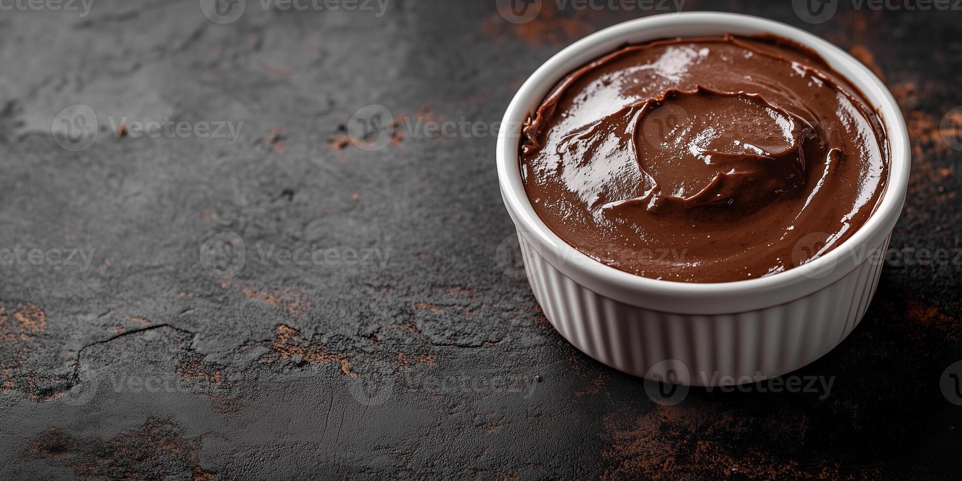 Mousse in a simple dish with a smooth, undisturbed top layer, photorealistic food photo