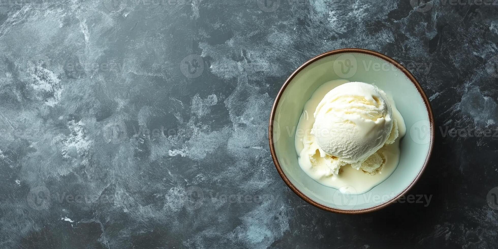 Scoop of ice cream in a bowl, creamy texture and smooth surface, food setting photo