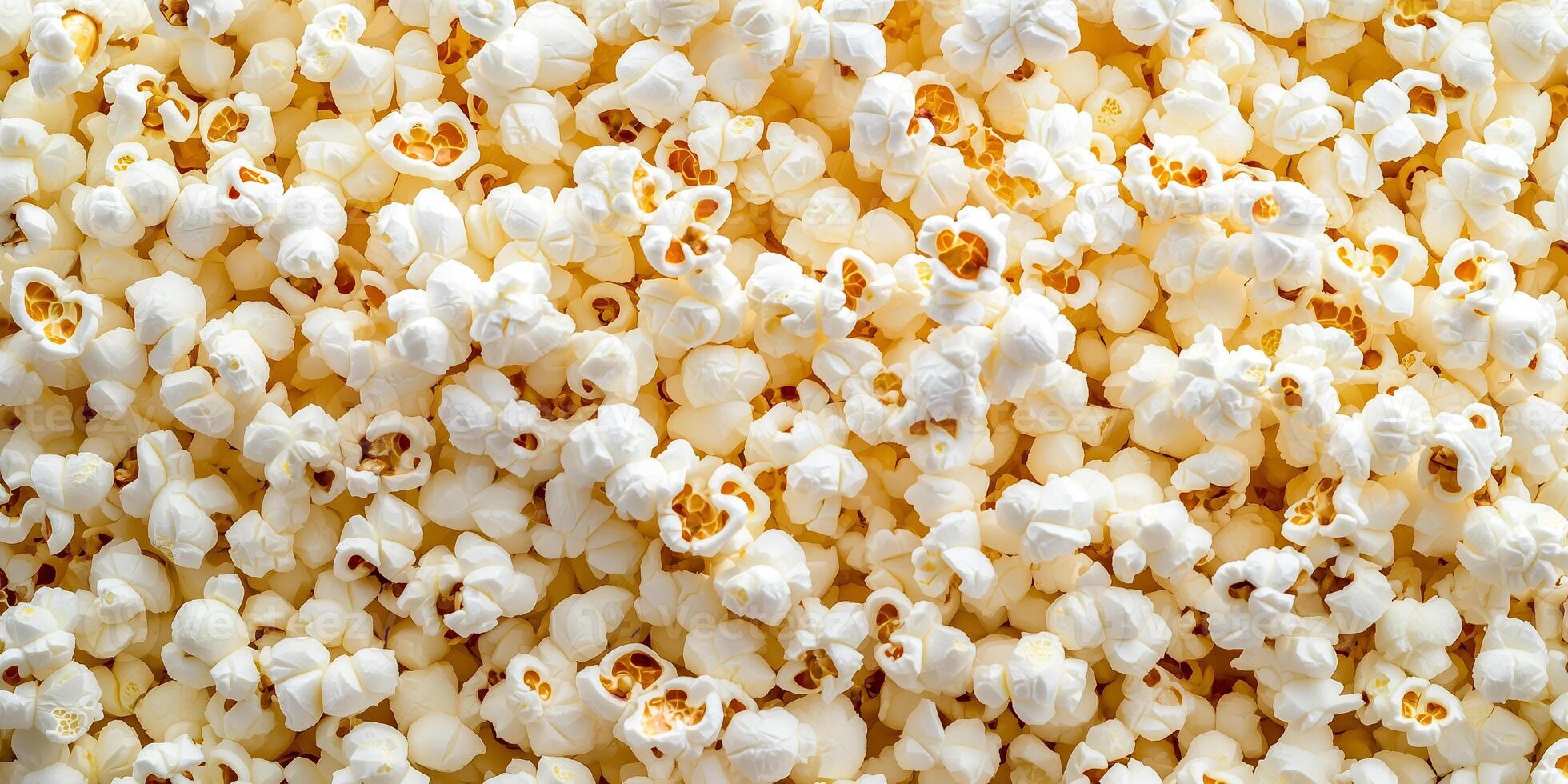 Buttered popcorn in a pile, showing popped kernels with a uniform appearance, meal photography photo