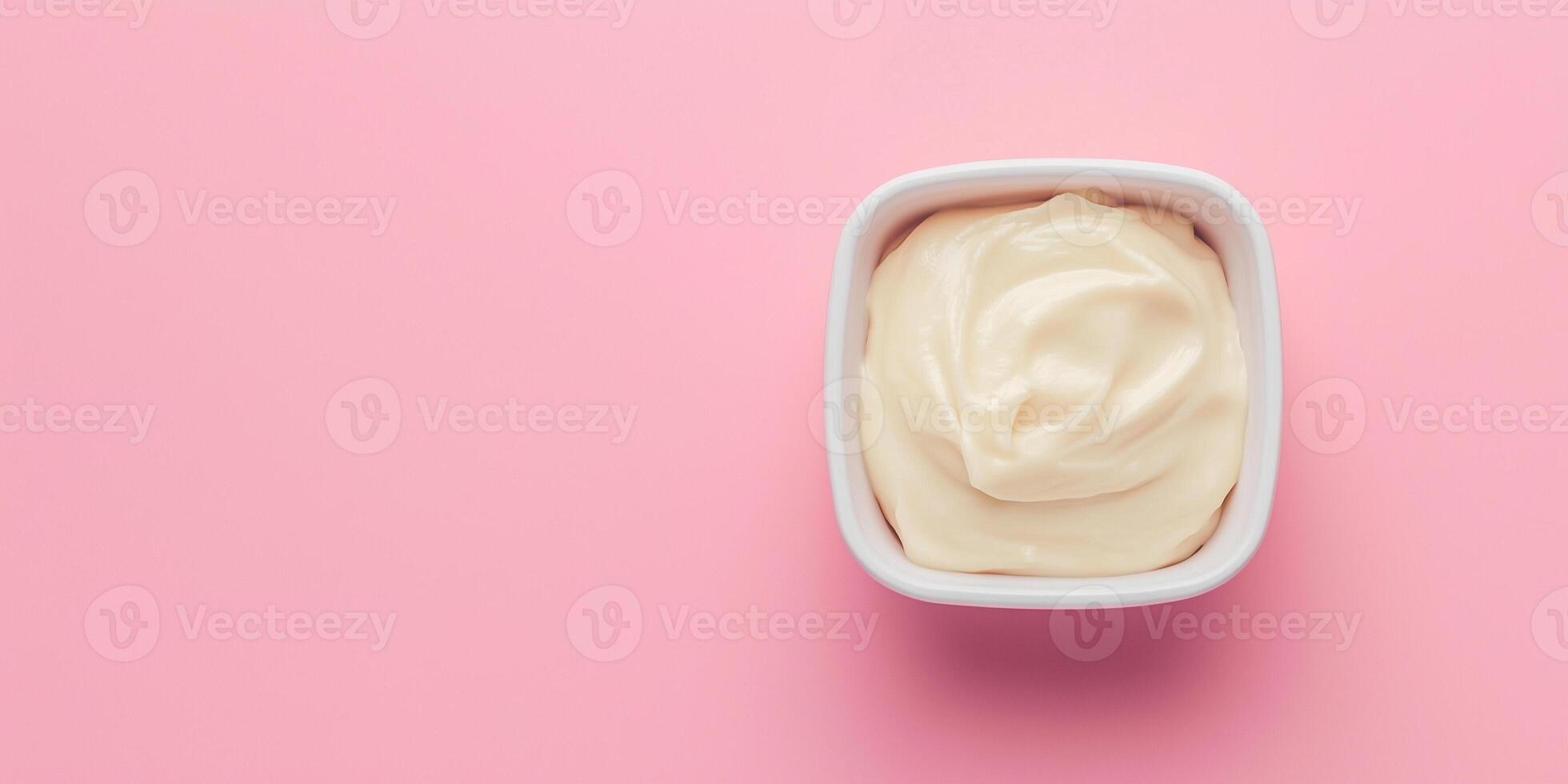 Dip in a square container with no additional elements or adornments, meal photography photo
