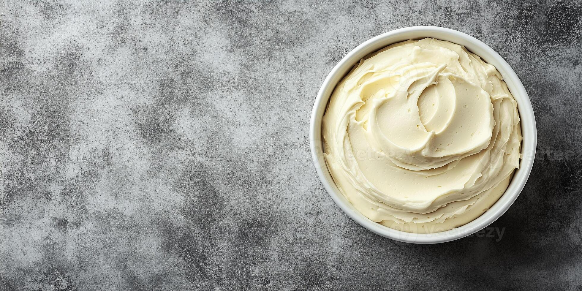 Mousse in a round dish with a smooth surface, no additional elements, meal photography photo