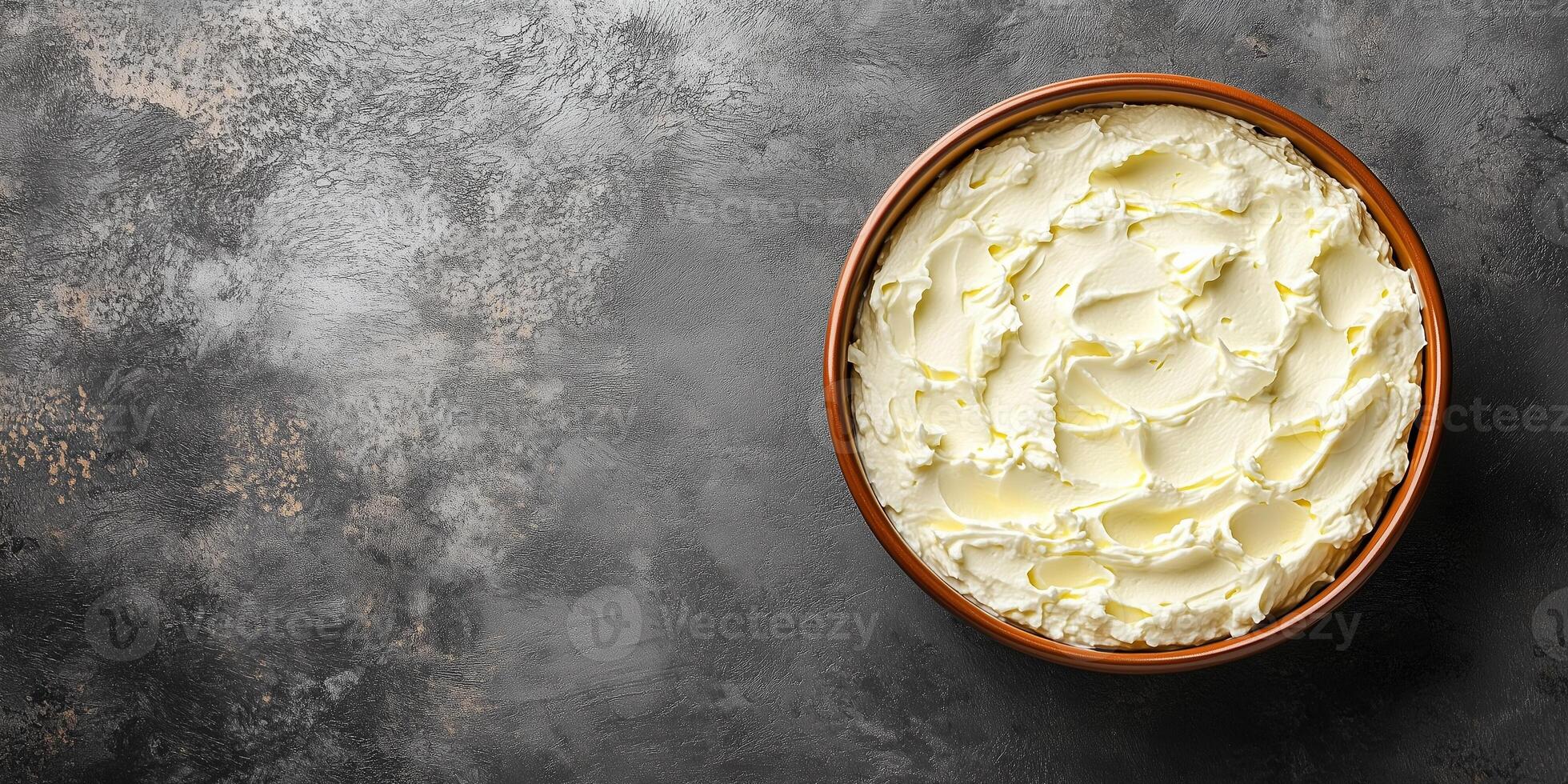 Mousse in a round dish with a smooth surface, no additional elements, food setting photo