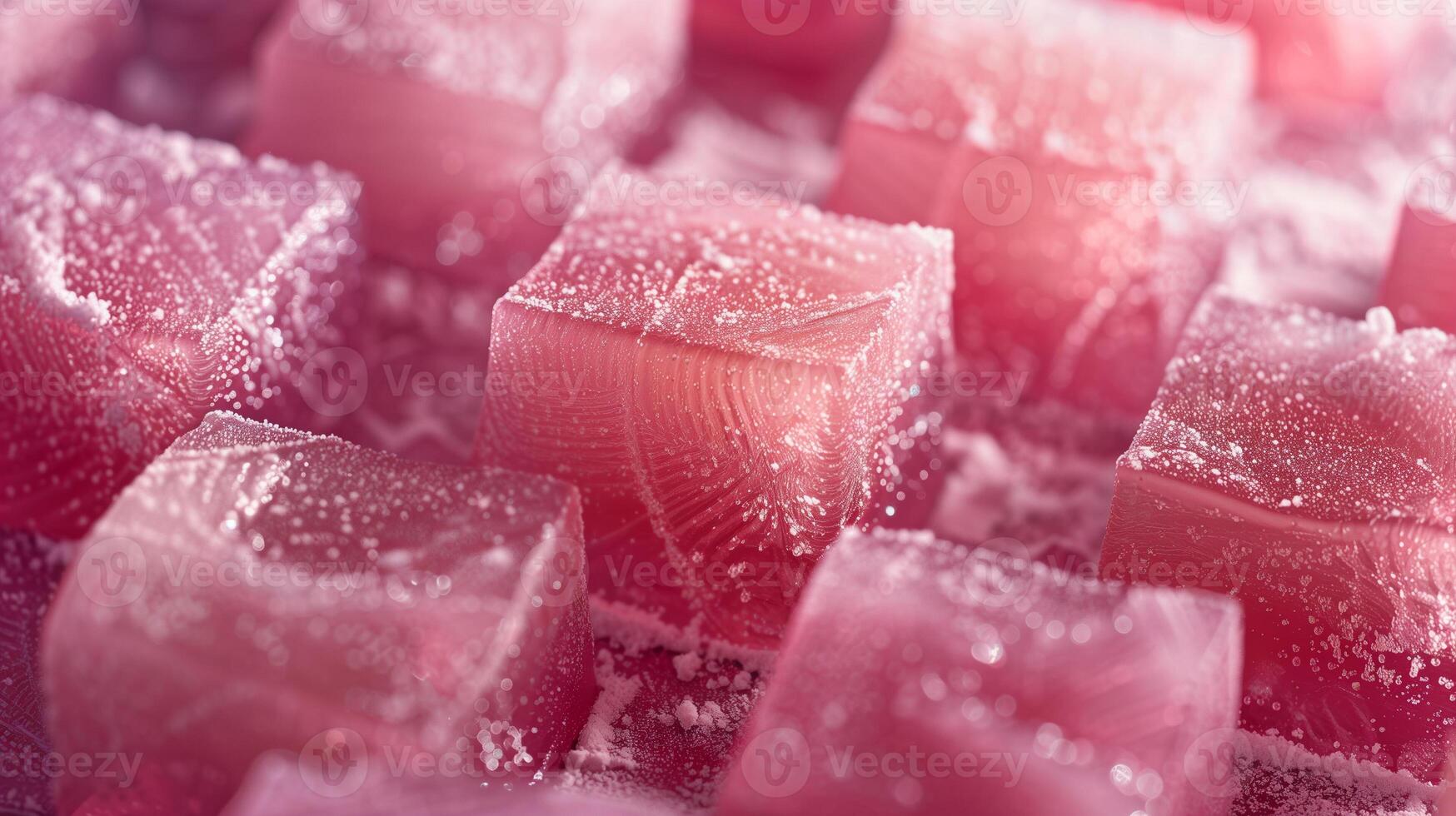 Close-up of Turkish delight cubes with smooth surface and powdered sugar, food photography photo