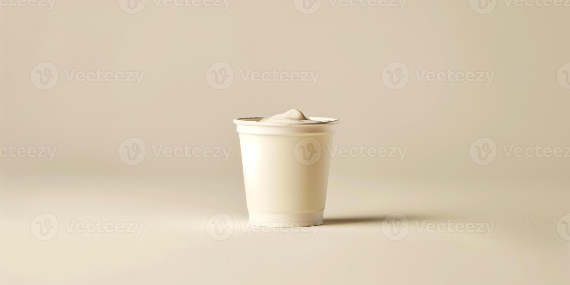 Single-serving yogurt drink in a cup with a visible seal and simple label, photorealistic food photo