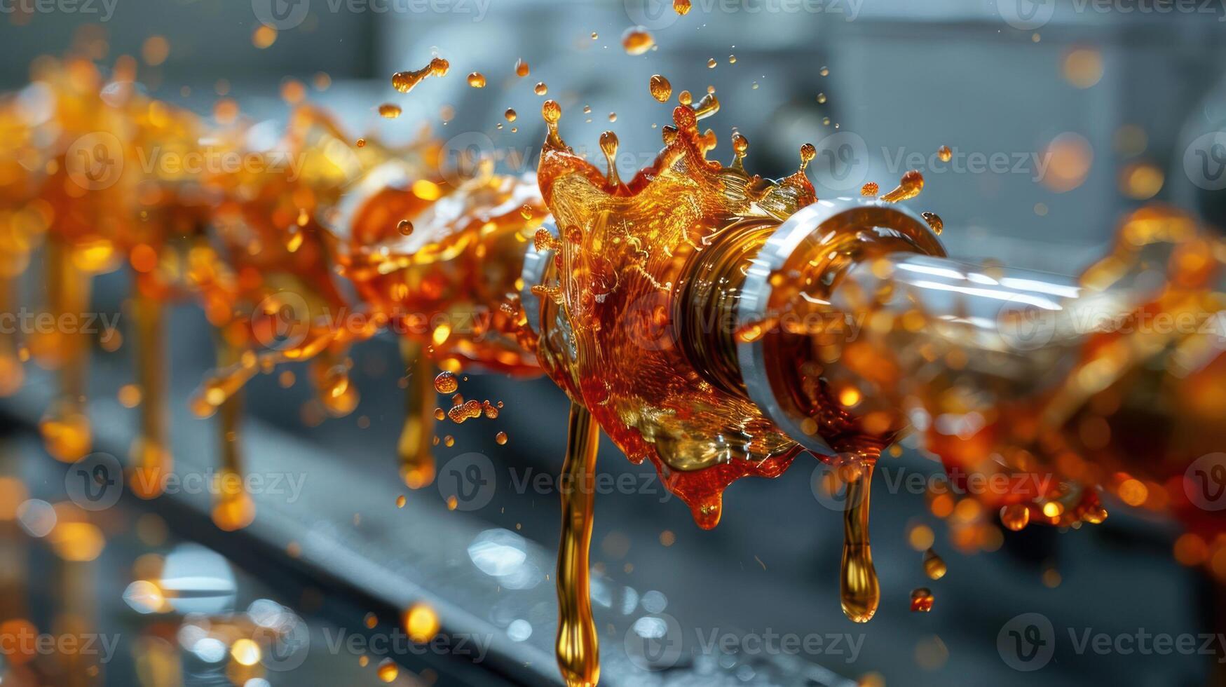 A close-up of a liquid splashing from a pipe, showcasing industrial processes. photo