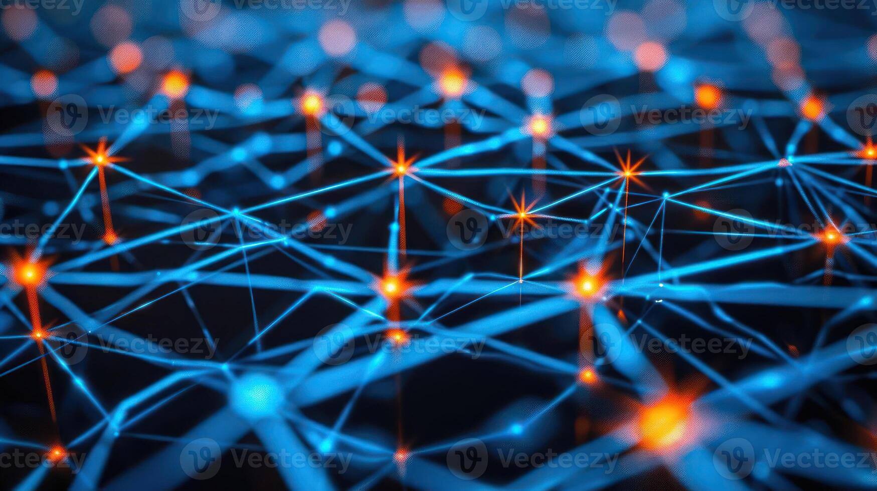 Abstract representation of interconnected nodes and networks with glowing elements. photo