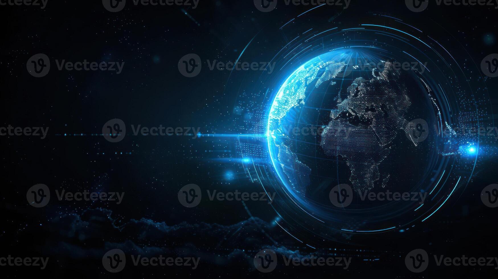 A digital depiction of Earth with a futuristic design and glowing elements. photo