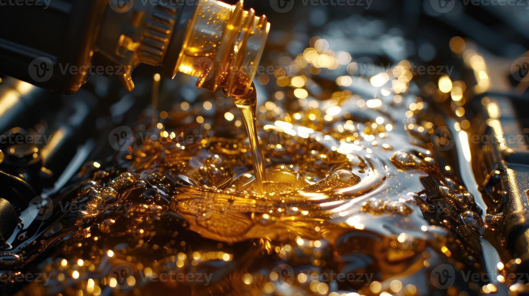 Engine oil being poured onto a surface, highlighting its viscosity and texture. photo