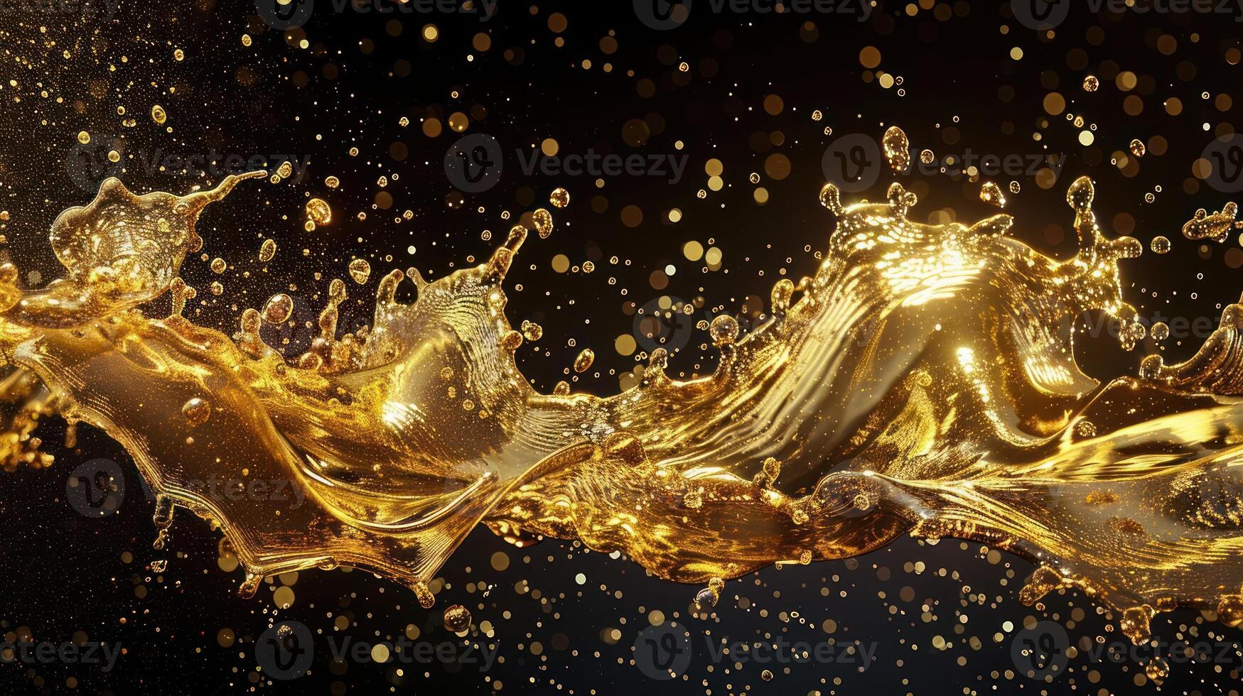 A dynamic splash of golden liquid against a dark background, creating a vibrant visual effect. photo