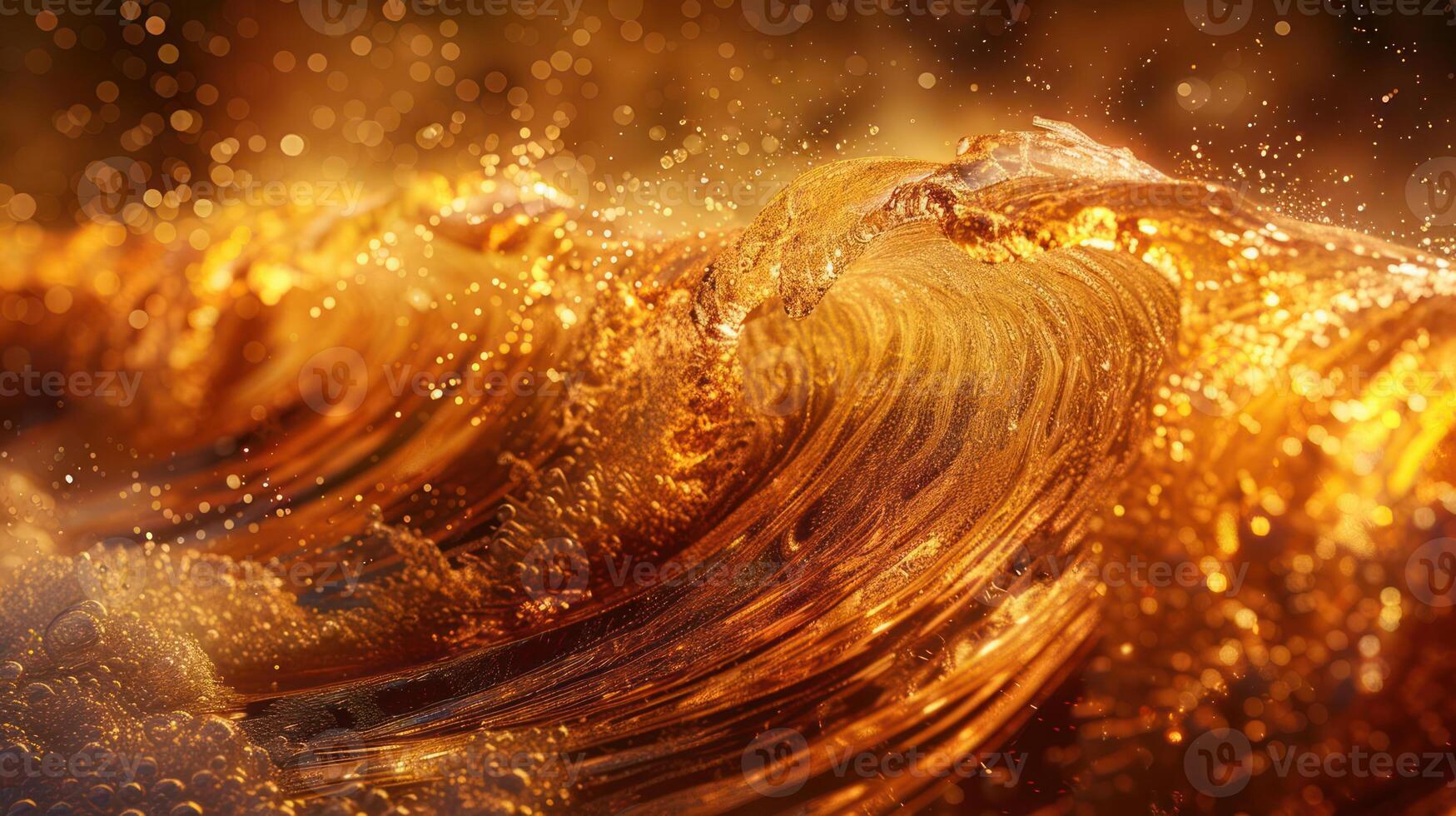 A dynamic wave of shimmering gold, evoking the beauty of nature's power and fluidity. photo