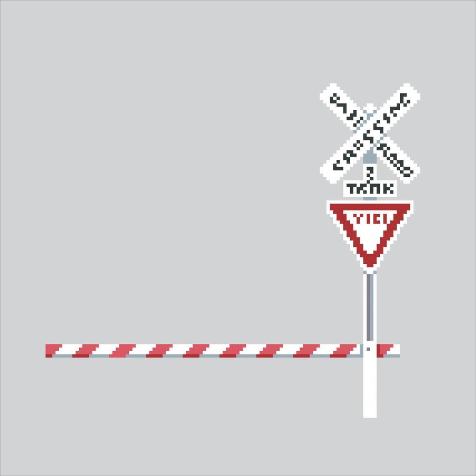Pixel illustration Cross Barrier. Pixelated Railway Barrier. Railway Train Cross Barrier icon pixelated for the pixel art game and icon for website and game. old school retro. vector