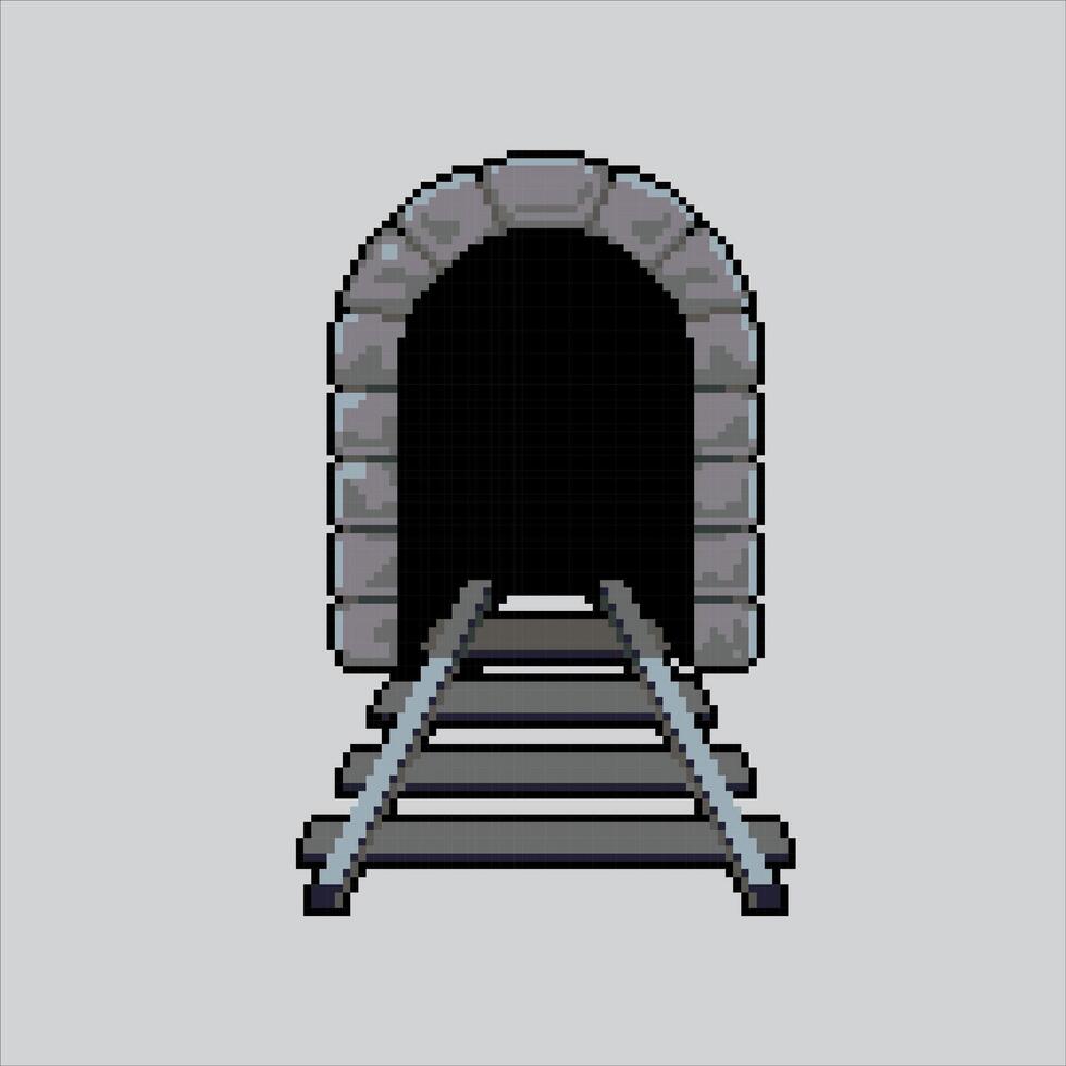 Pixel illustration Railway Tunnel. Pixelated Tunnel Entrance. Railway Tunnel Entrance icon pixelated for the pixel art game and icon for website and game. old school retro. vector
