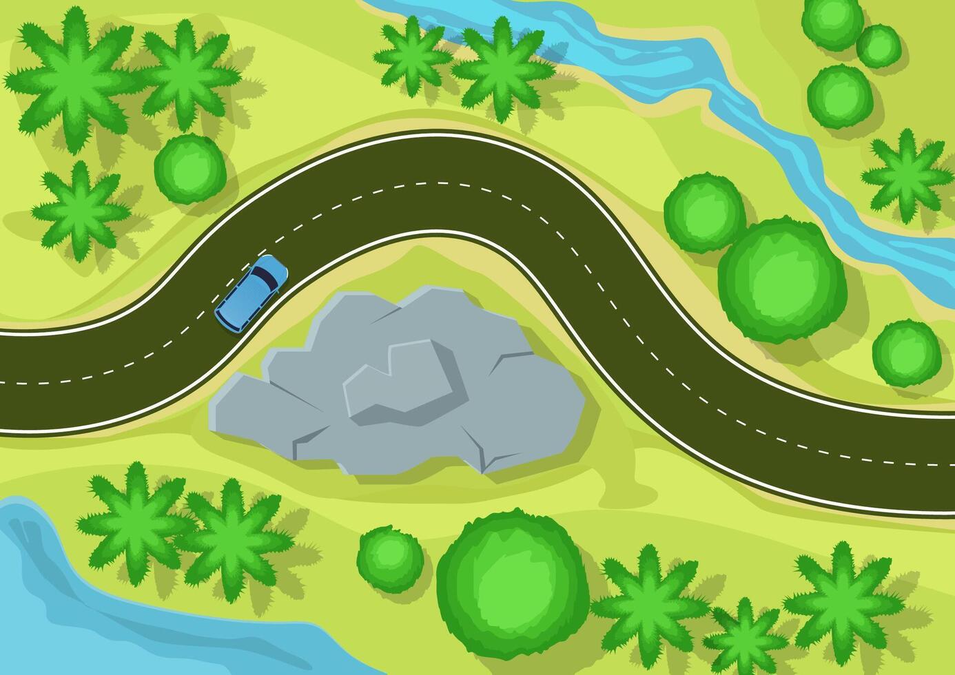 Top view of cars passing the road vector