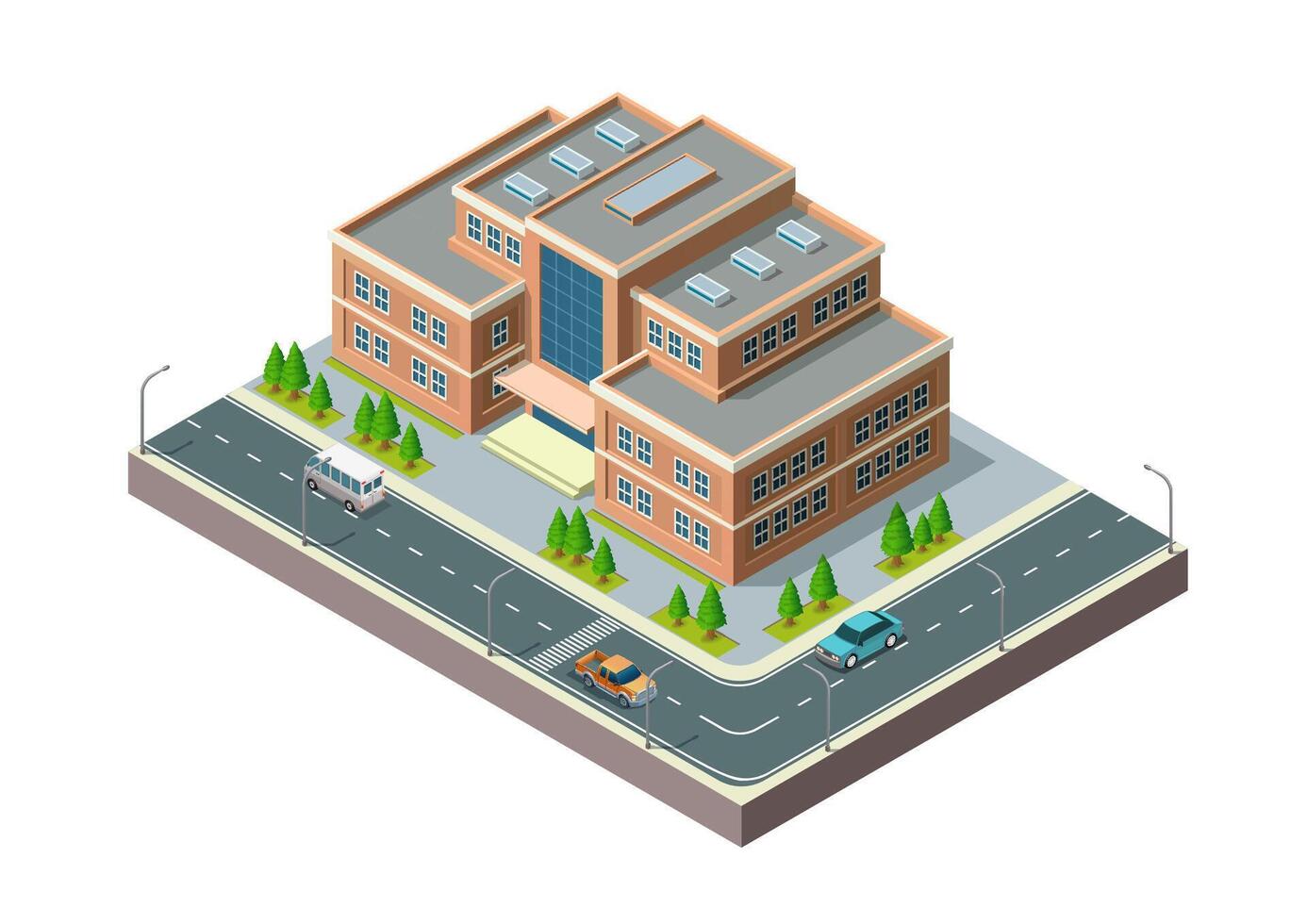 Isometric modern school building vector