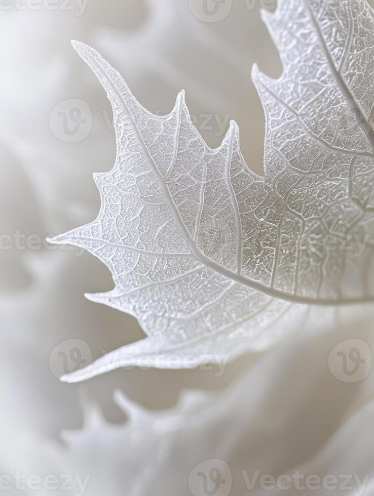 Delicate White Leaf with Intricate Veins, Captured in Soft Focus, Perfect for Nature, Abstract, and Minimalism Themes in Fine Art Photography photo