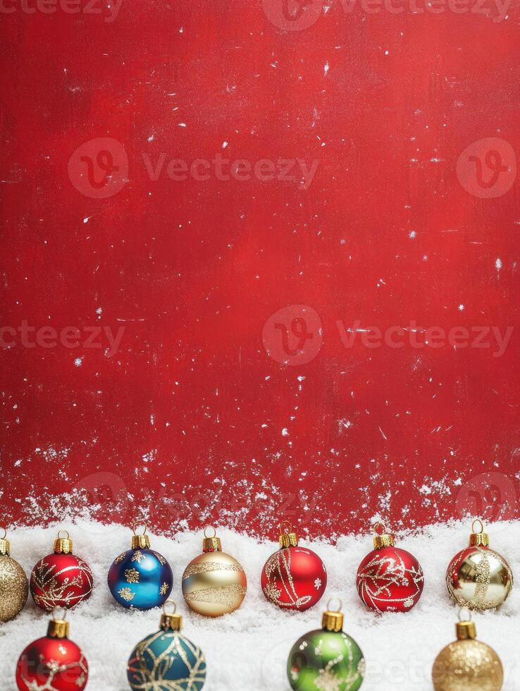 Festive Advent Calendar with Colorful Ornaments Set Against a Red Background, Perfect for Holiday Decorations and Christmas Craft Projects photo