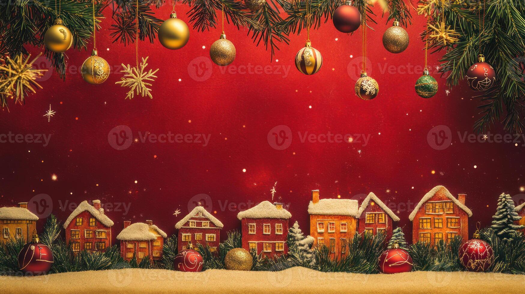 Advent calendar, ornaments, red background, holiday. photo