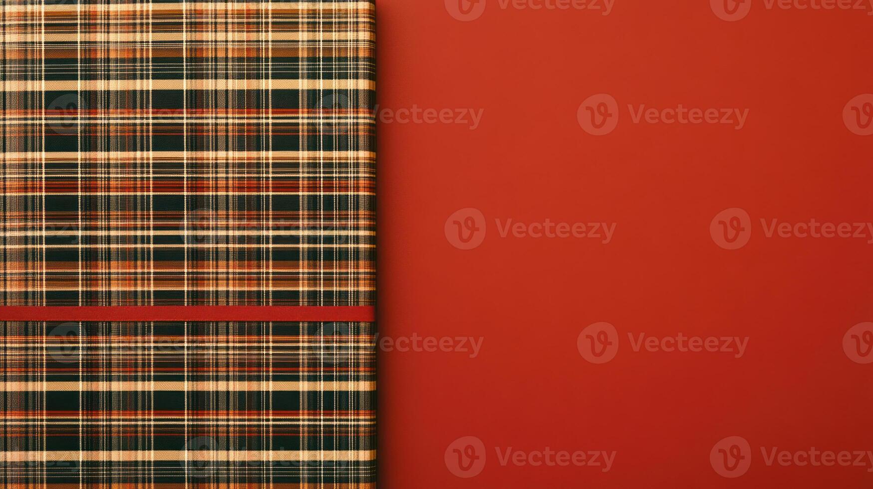 Plaid gift, red background, holiday, Christmas events. photo