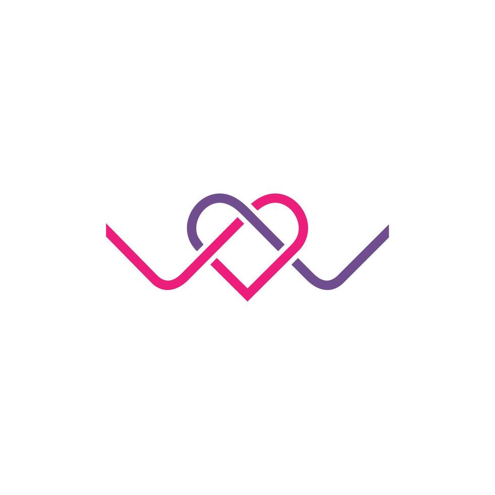 Letter W logo with love design icon symbol vector