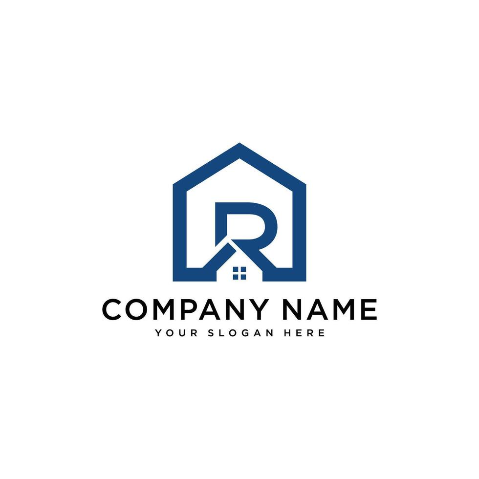 Initial Letter R and roof logo vector