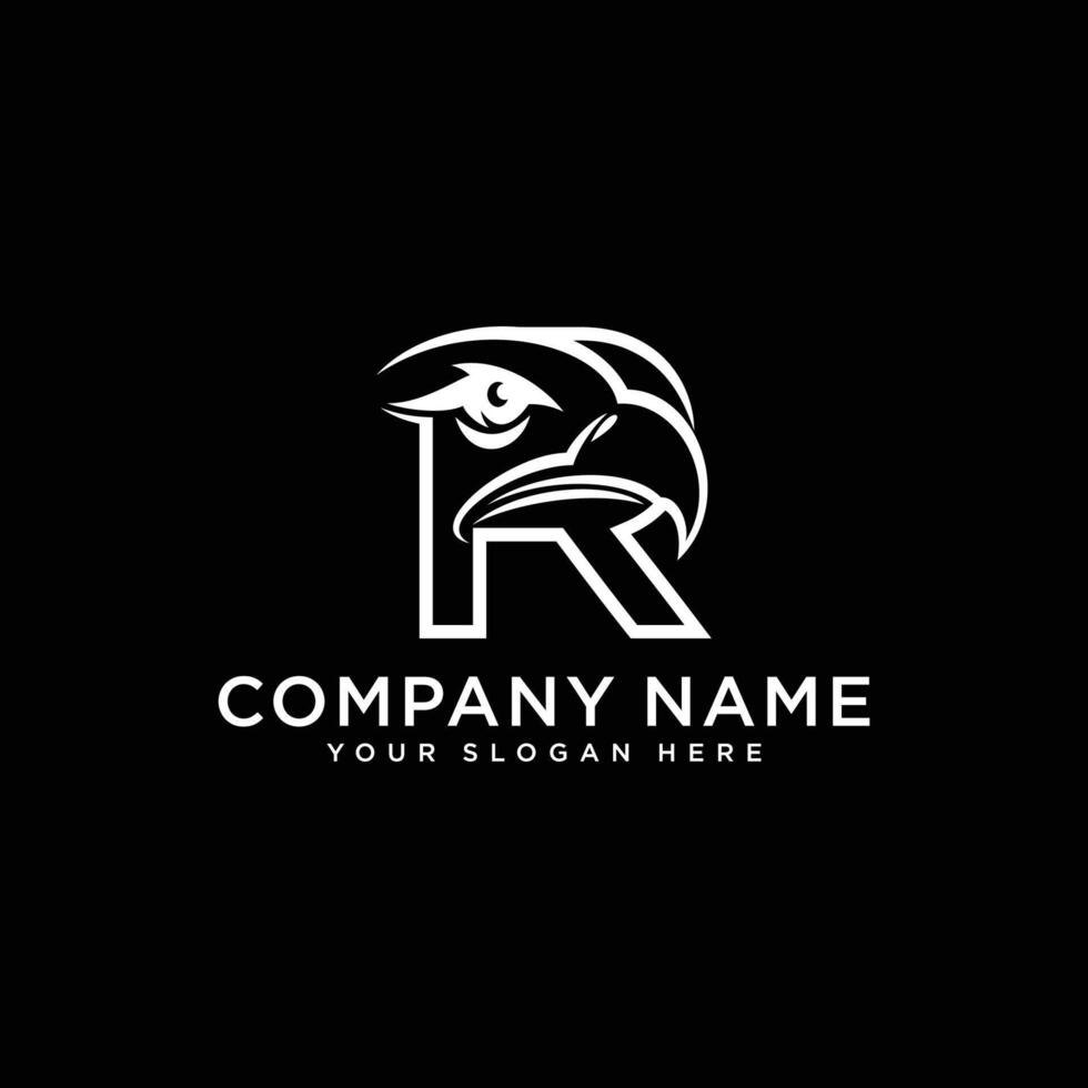 Letter R logo and eagle design combination vector