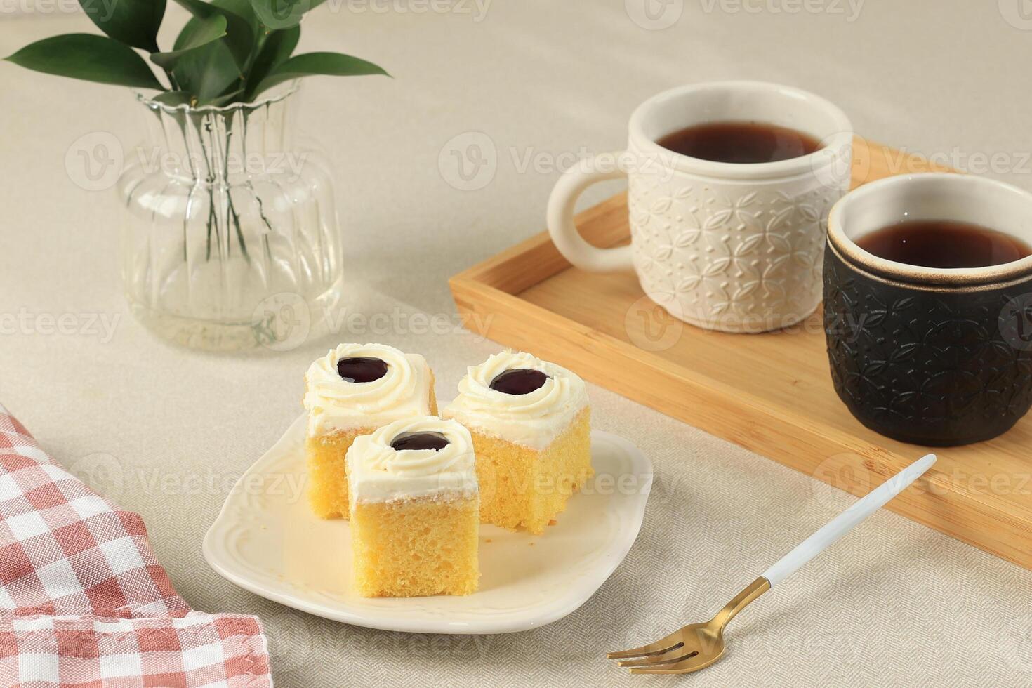 Strawberry Chiffon Slice Cake with Jam Topping photo