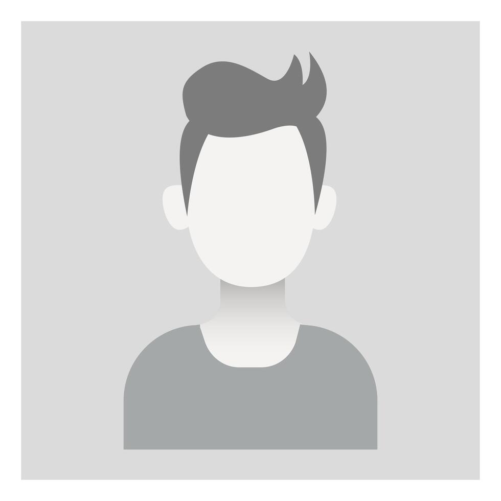 Person gray photo placeholder man on gray background. Avatar man icon, anonymous user male, no photo web template, default user picture for social networks, social media, resume, forums vector