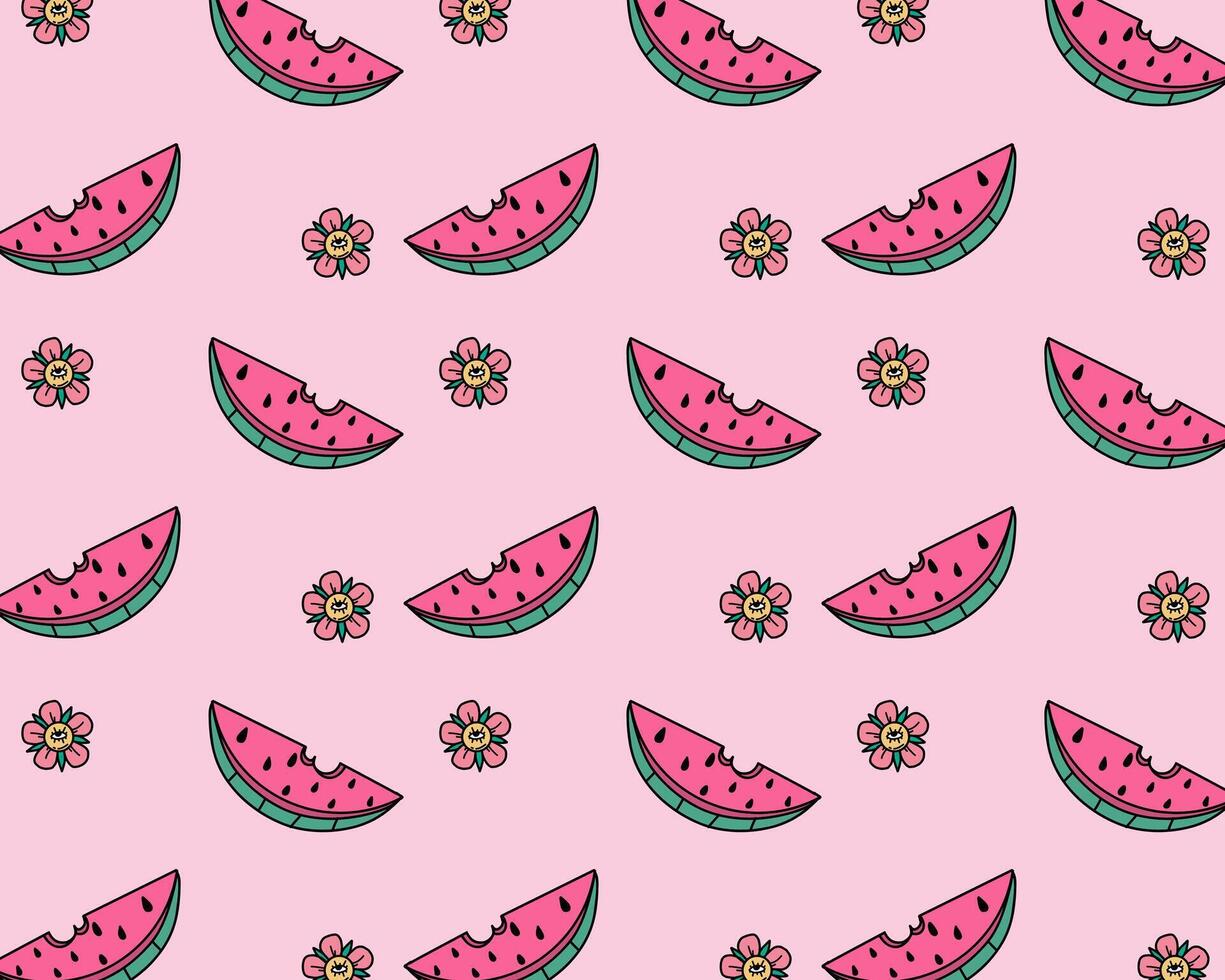 Watermelon sliced summer pattern illustration background fabric textile design fashion style paper print art cover editable vector