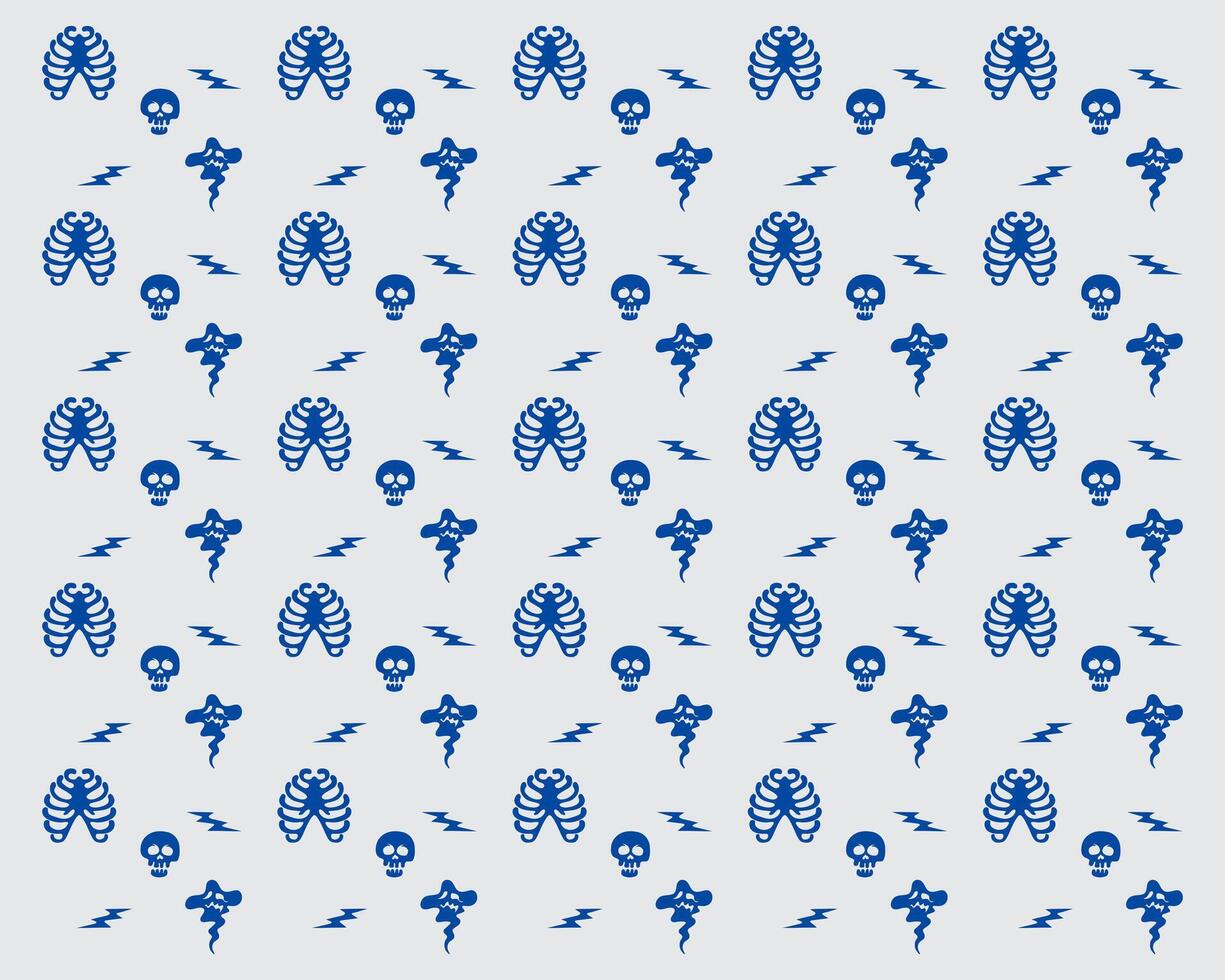 Skull ribs and thunder bolt pattern background fashion fabric textile print art paper editable vector