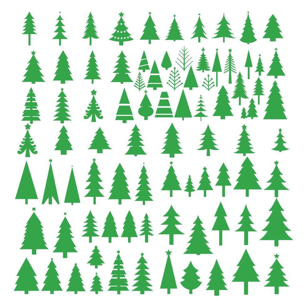 A set of Christmas trees isolated on a white background. Flat element of design. vector