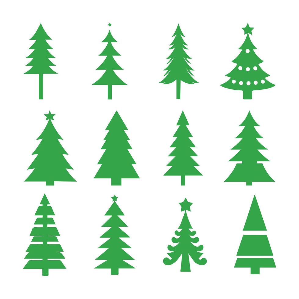 Set of Christmas trees isolated on white background - illustration vector
